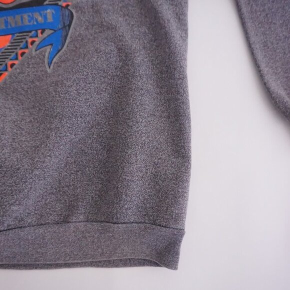 Vintage '90S Brooks International Gray Orange Spellout Cotton Crewneck Sweater L - Picture 7 of 11